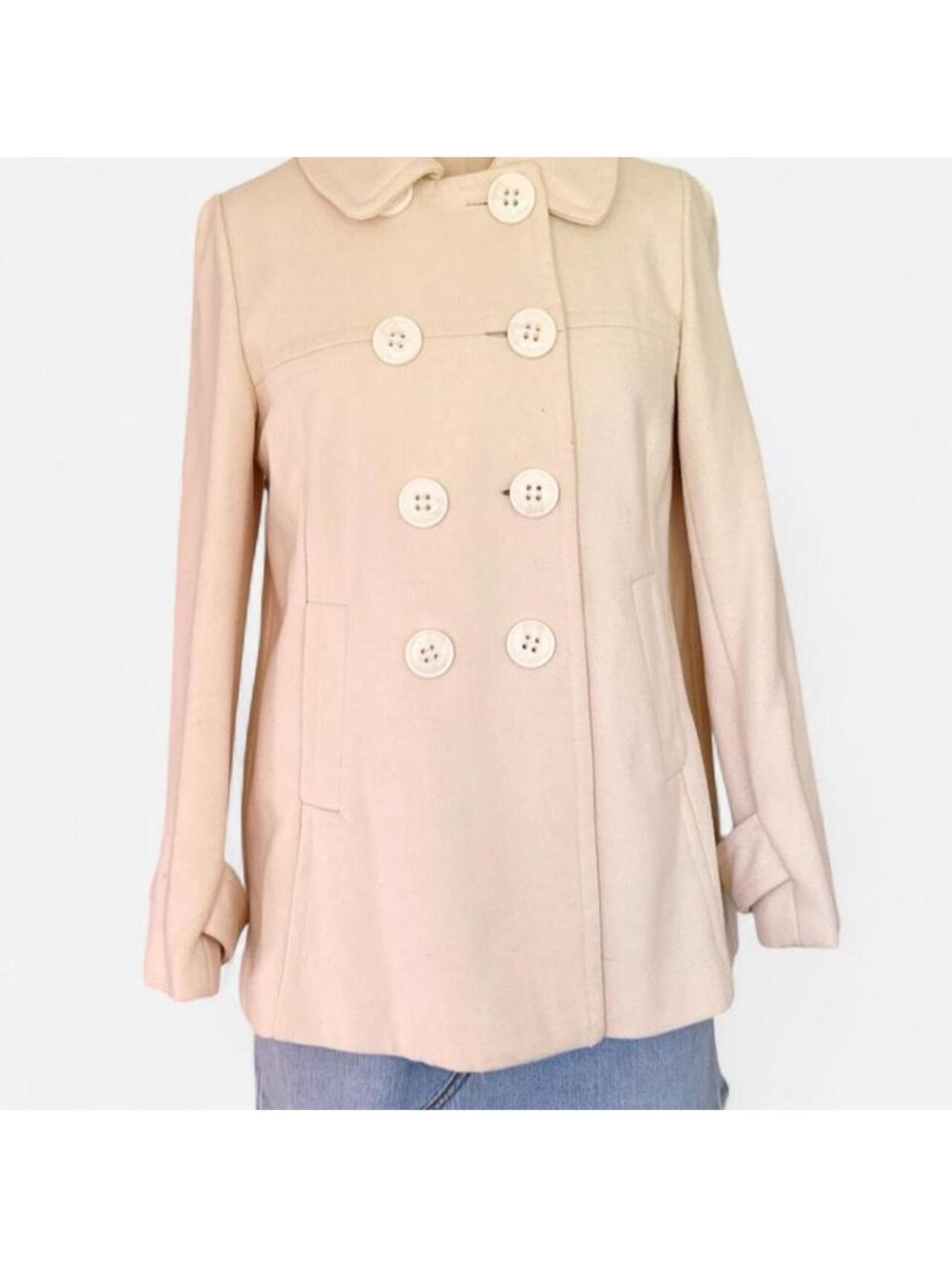 Forever 21 Wool Blend Swing Peacoat in Cream